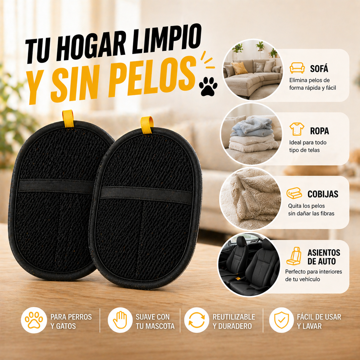 GUANTE PARA MASCOTAS QUITA PELOS
